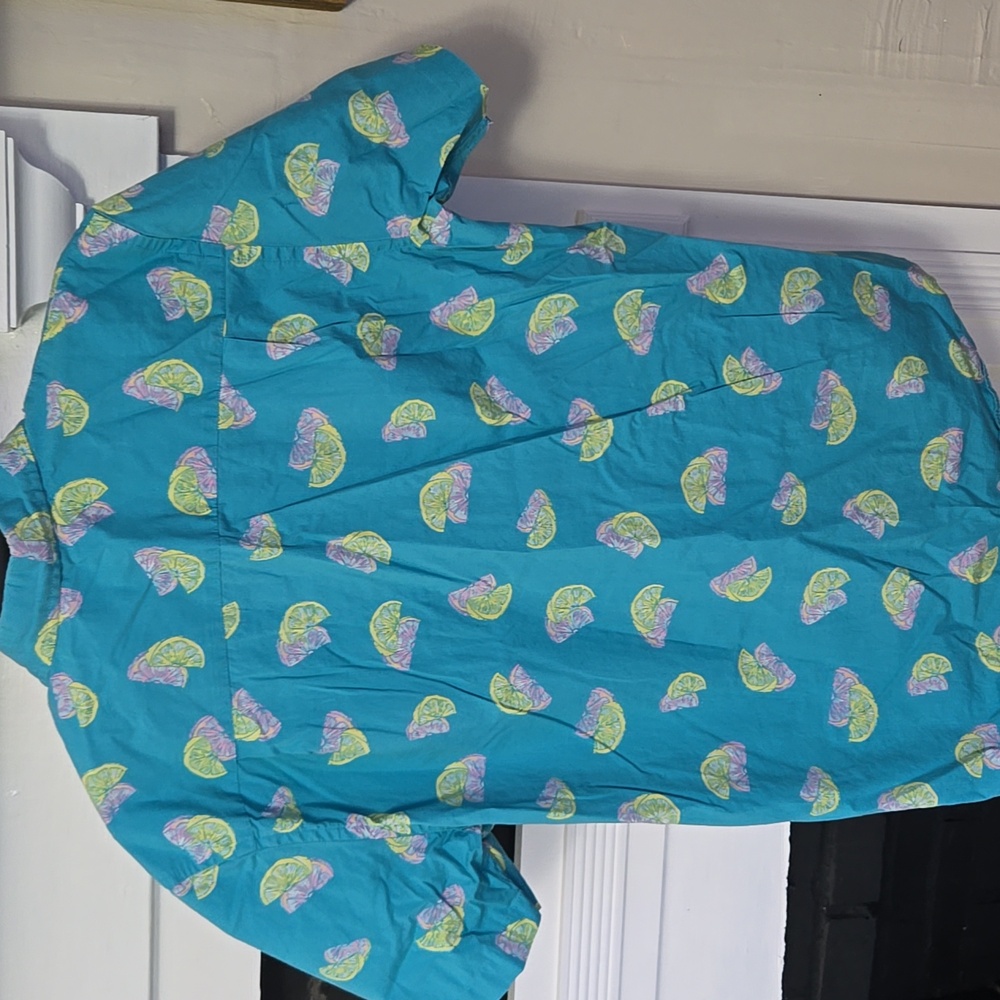 Crown & Ivy Blue Shirt with Lime Print - Picture 10 of 10